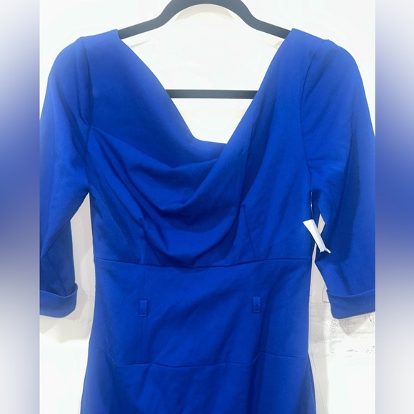 NEW Black Halo Classic Quarter Sleeve Jackie O Sheath Dress Blue Size 4 - Picture 3 of 10